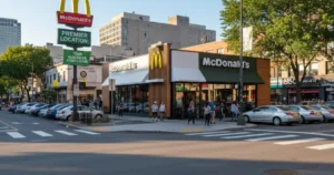 McDonald's restaurant in a prime location, highlighting real estate strategy and success.