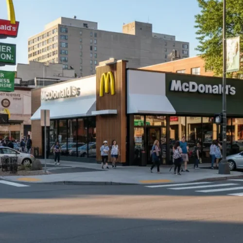 McDonald's restaurant in a prime location, highlighting real estate strategy and success.